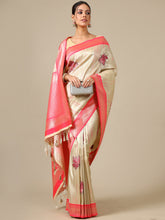 Pink Ivory Silk Saree - House of Surya